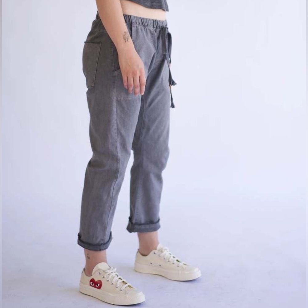 Casual Drawstring Grey Women's Pants